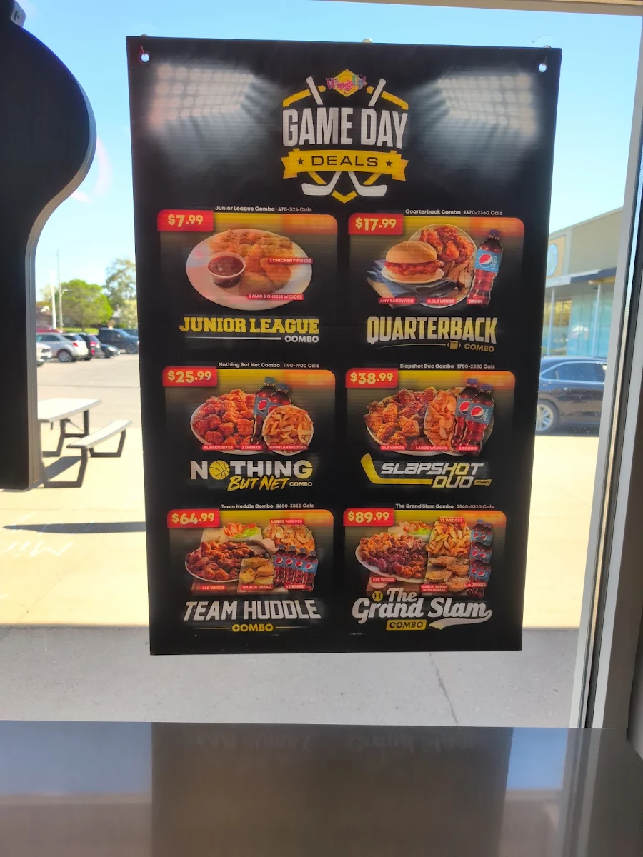 Menu, WingsUp! Welland