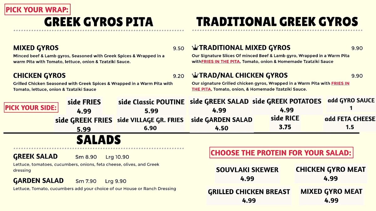 Menu, Greek & Go