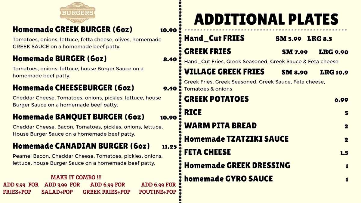 Menu, Greek & Go