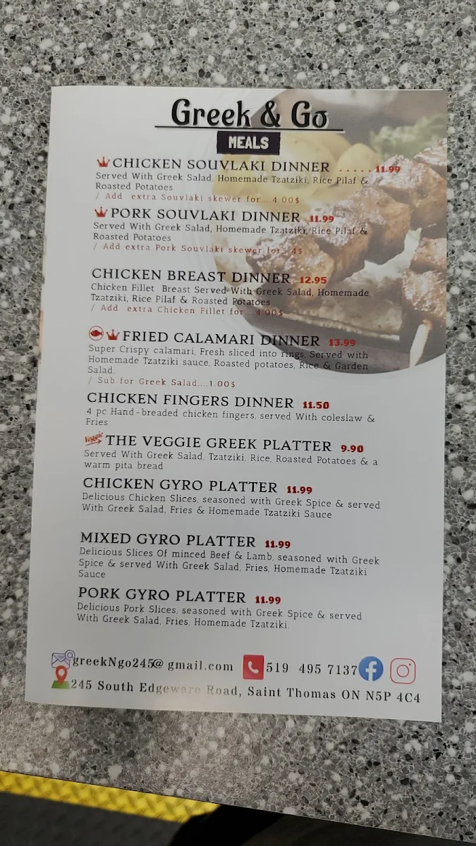 Menu, Greek & Go