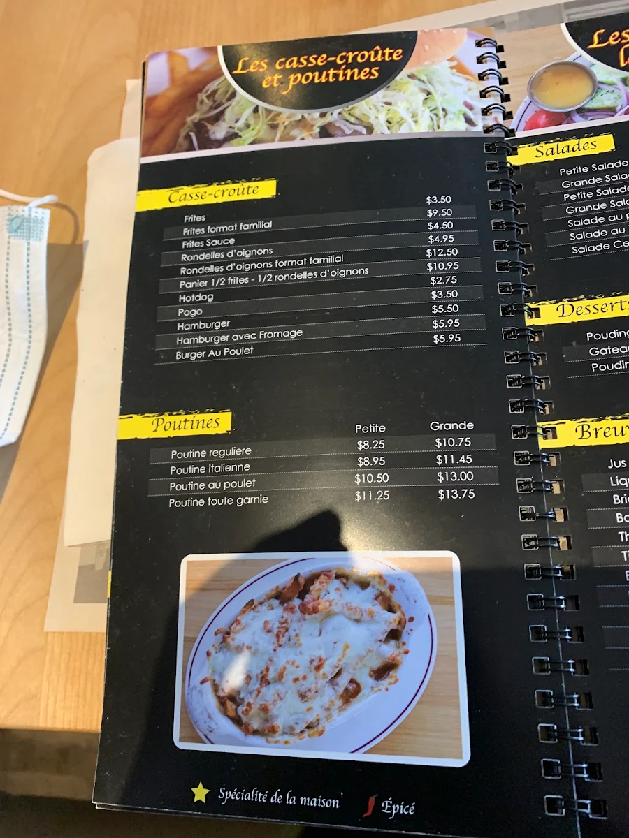 Menu, Da Bologna Pizzeria