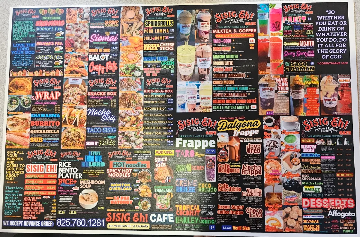 Menu, Sisig Eh! CAFE