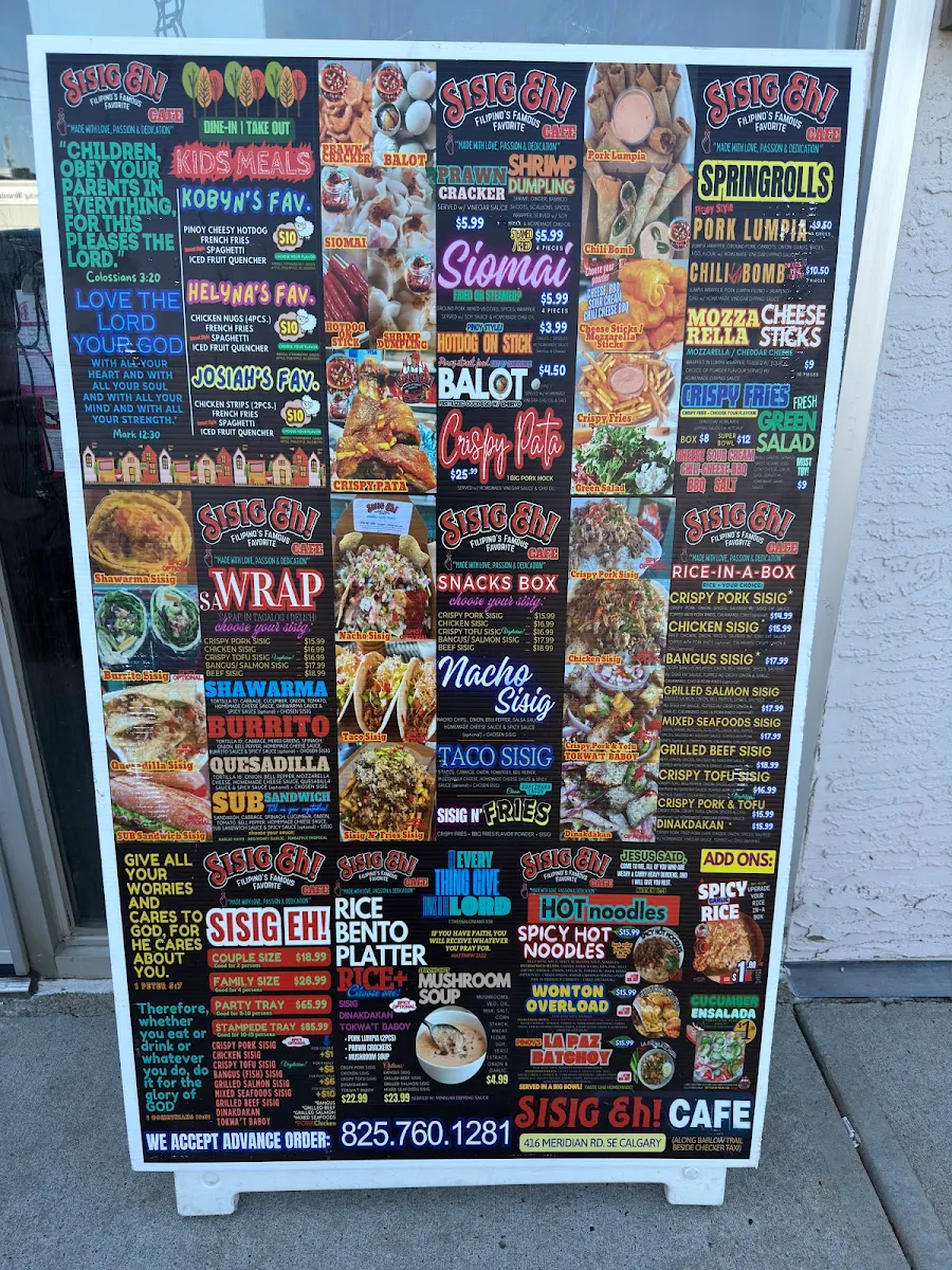 Menu, Sisig Eh! CAFE