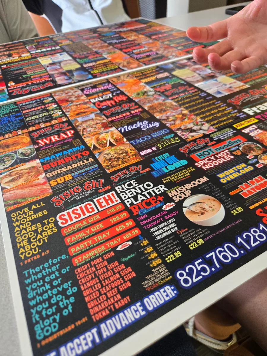 Menu, Sisig Eh! CAFE