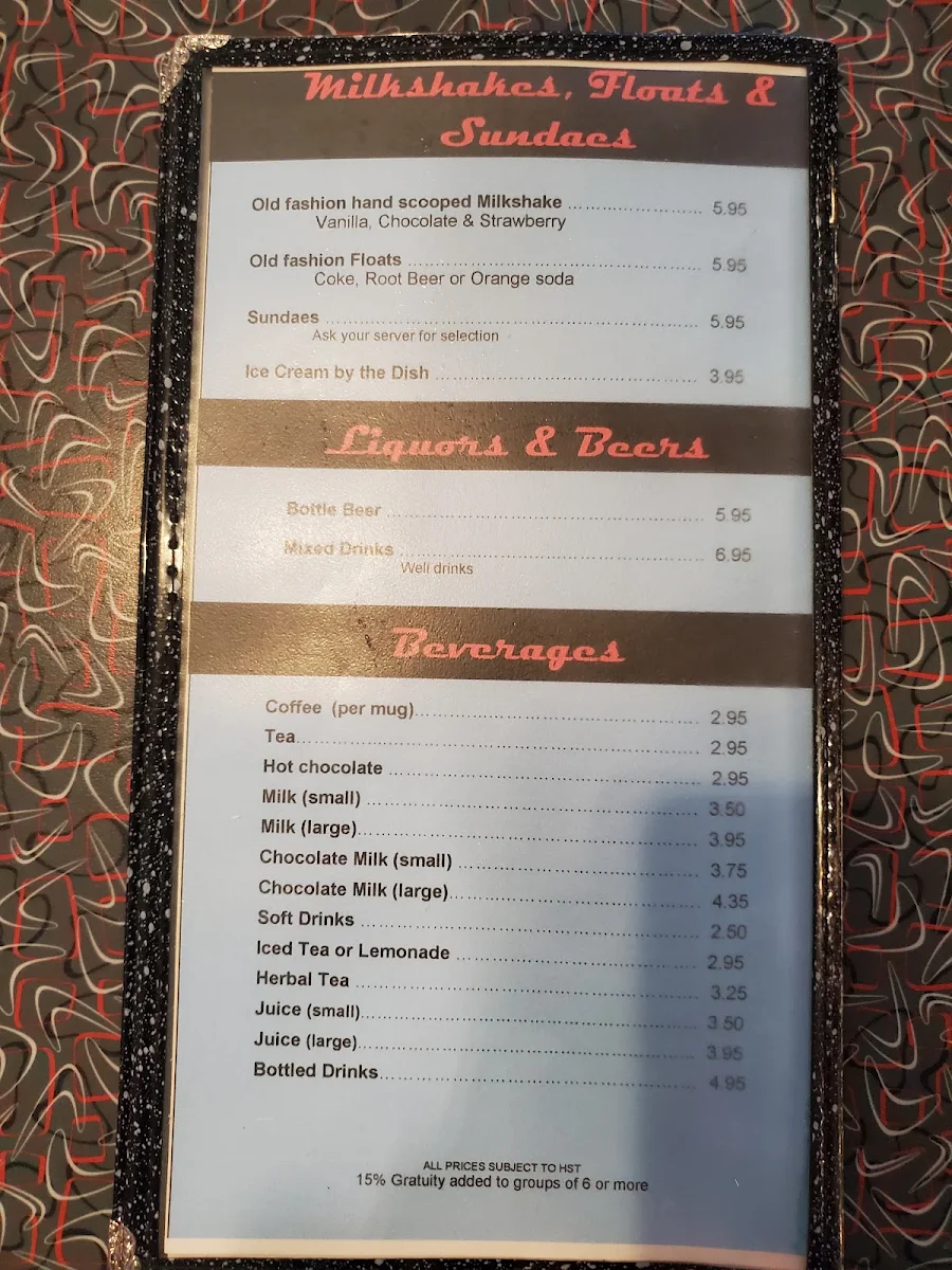 Menu, Hi-Lite Restaurant