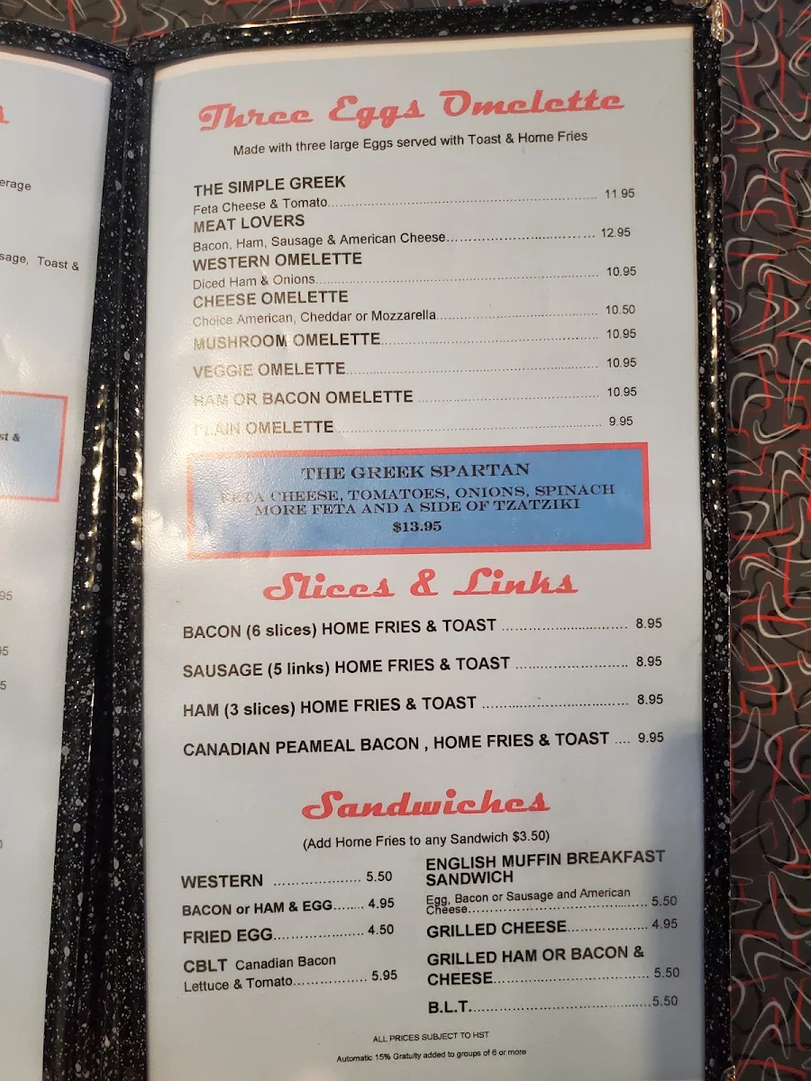 Menu, Hi-Lite Restaurant