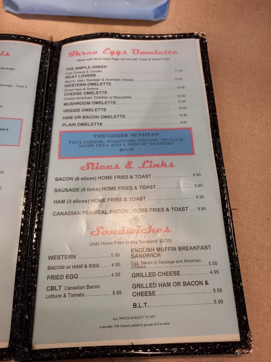 Menu, Hi-Lite Restaurant