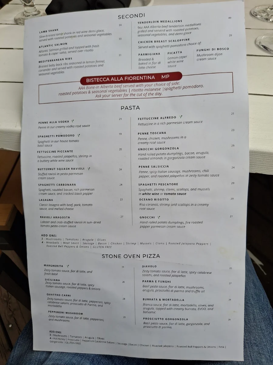 Menu, Toscana Italian Grill on 10th