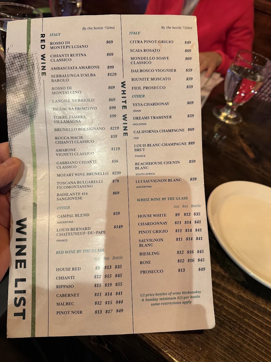 Menu, Toscana Italian Grill on 10th