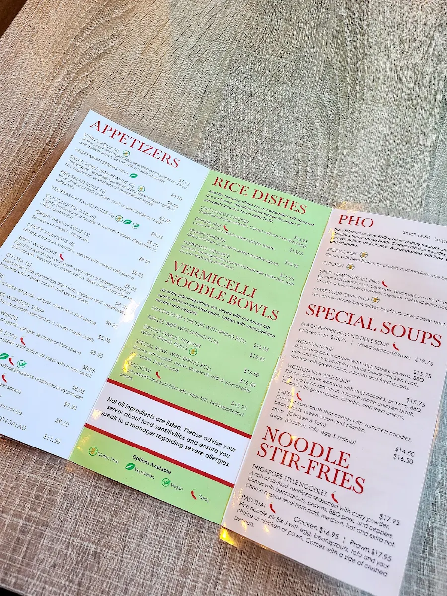 Menu, Basil Leaf Asian Fusion Restaurant - Highway 97 Noodle House