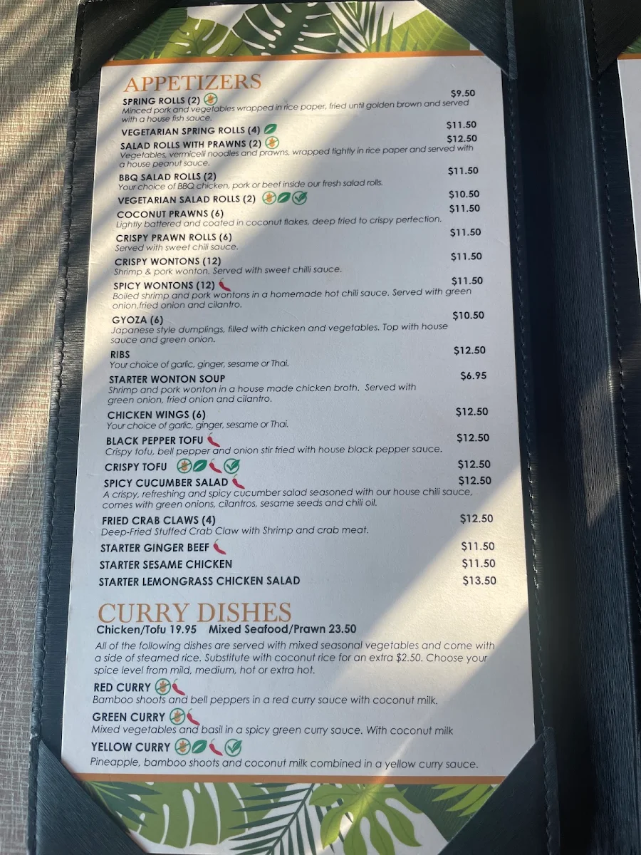 Menu, Basil Leaf Asian Fusion Restaurant - Highway 97 Noodle House