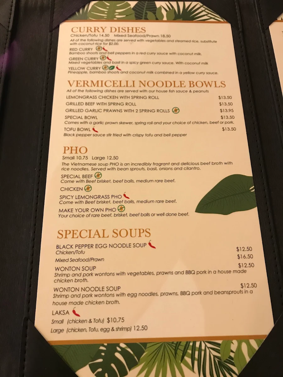 Menu, Basil Leaf Asian Fusion Restaurant - Highway 97 Noodle House