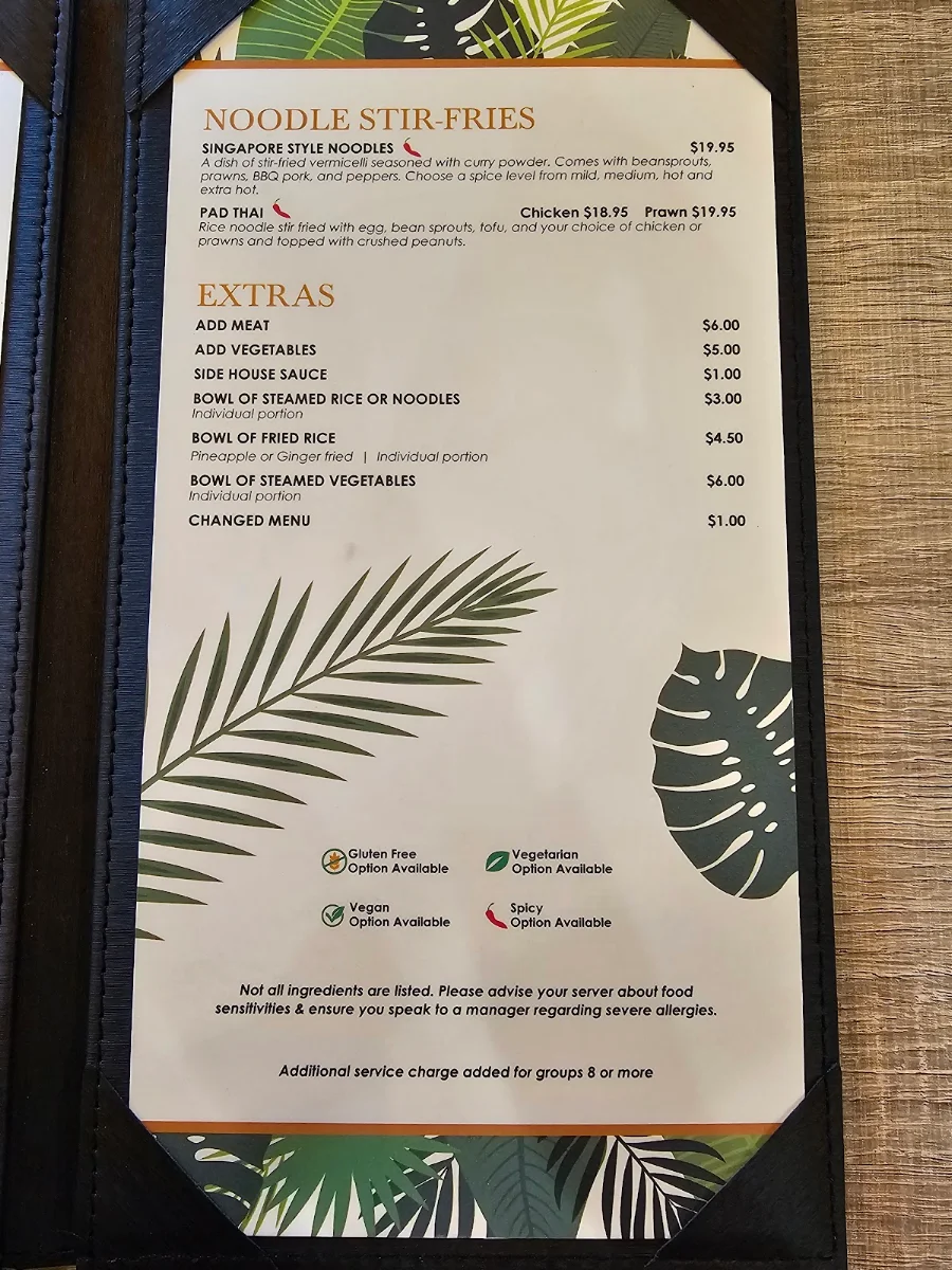 Menu, Basil Leaf Asian Fusion Restaurant - Highway 97 Noodle House