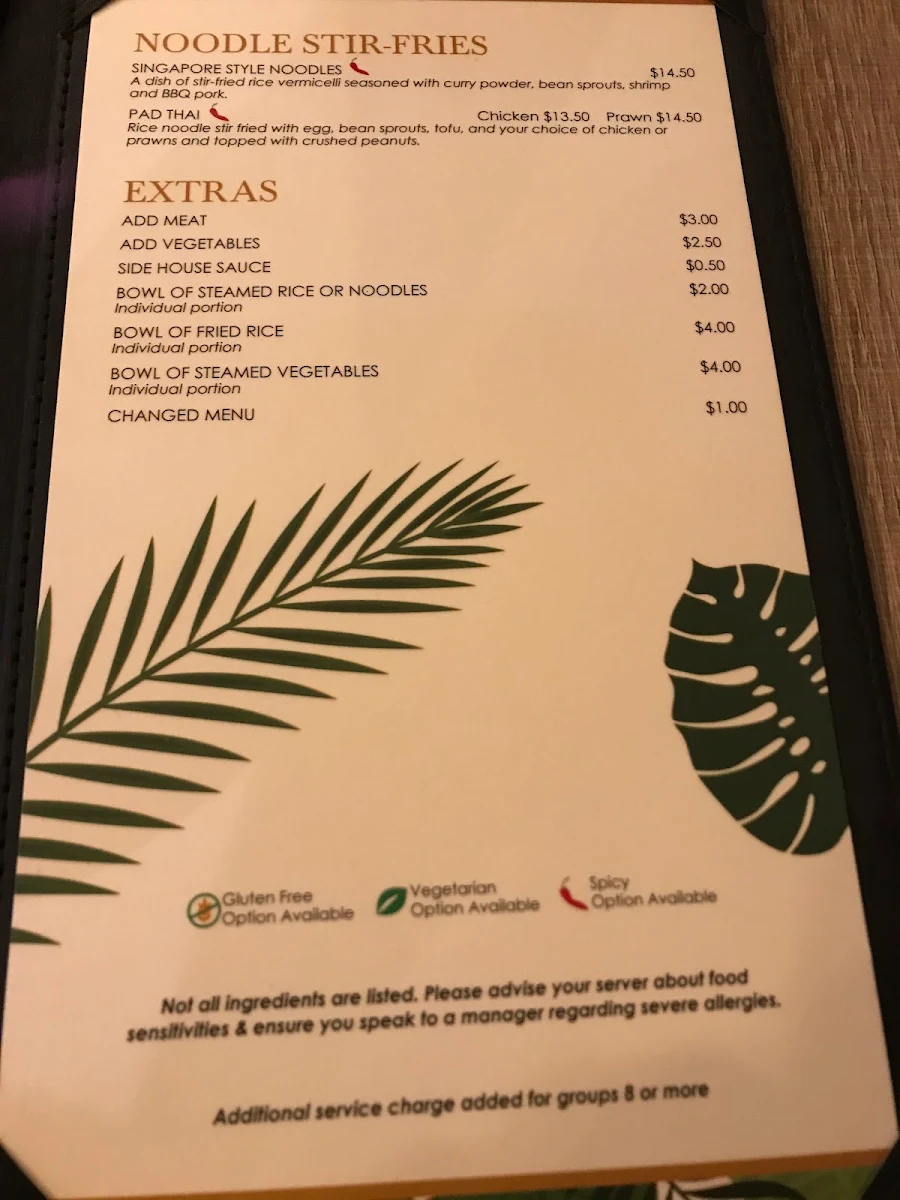 Menu, Basil Leaf Asian Fusion Restaurant - Highway 97 Noodle House