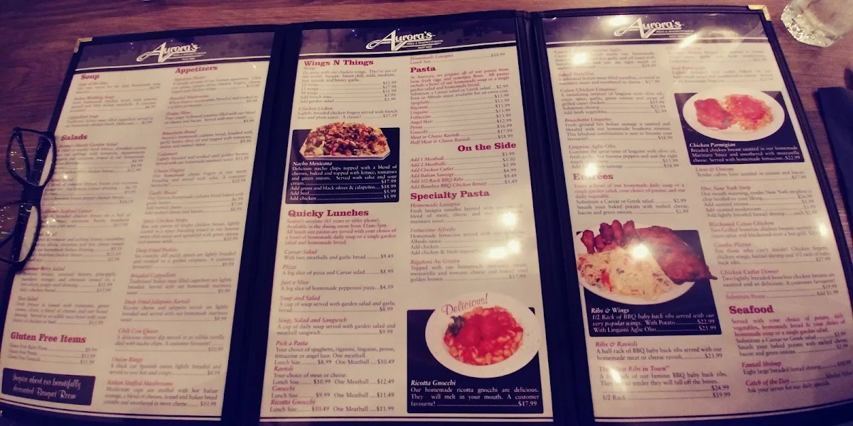 Menu, Aurora's Westside