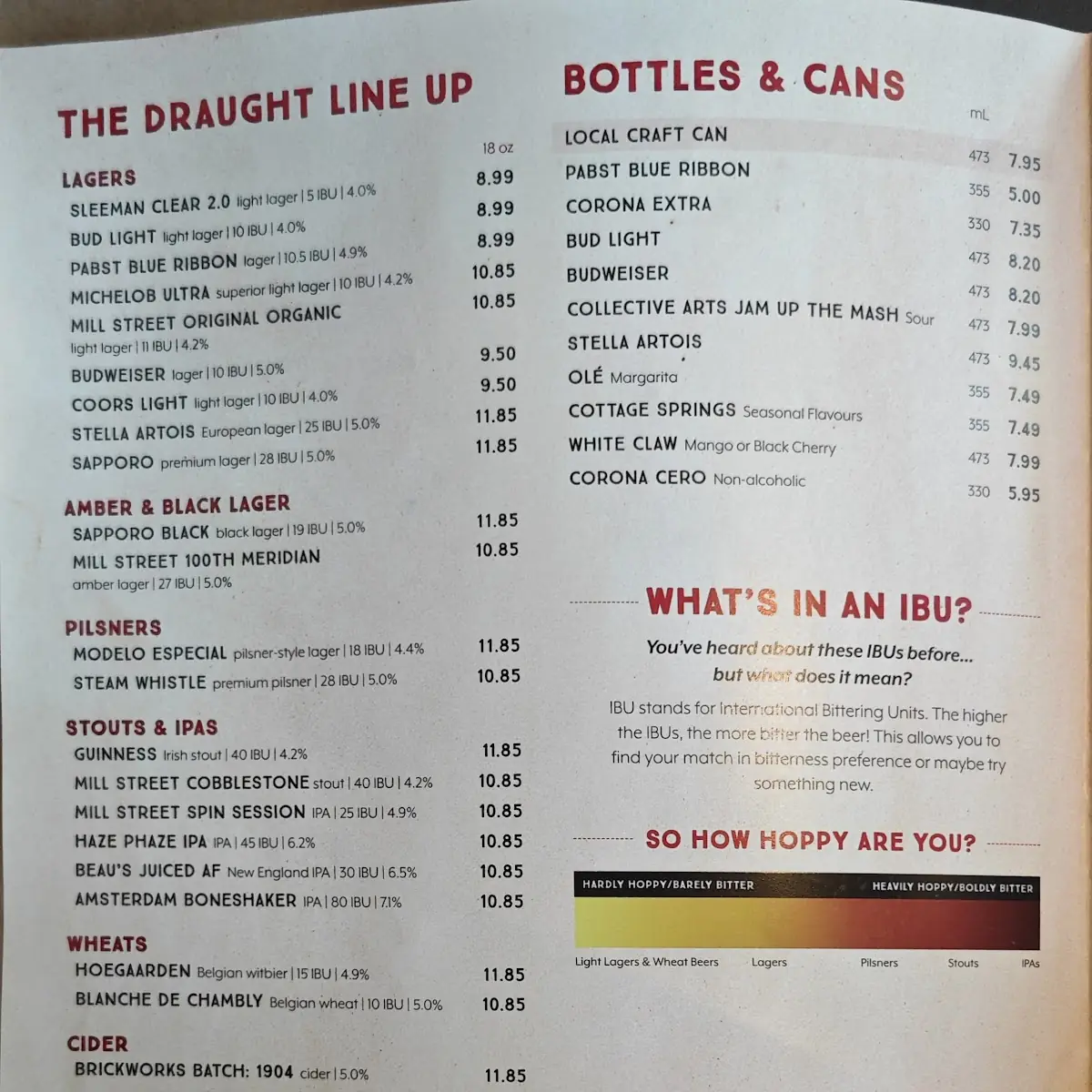 Menu, Jack Astor's Bar & Grill Front Street