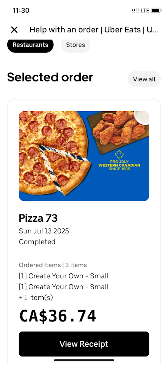 Menu, Pizza 73