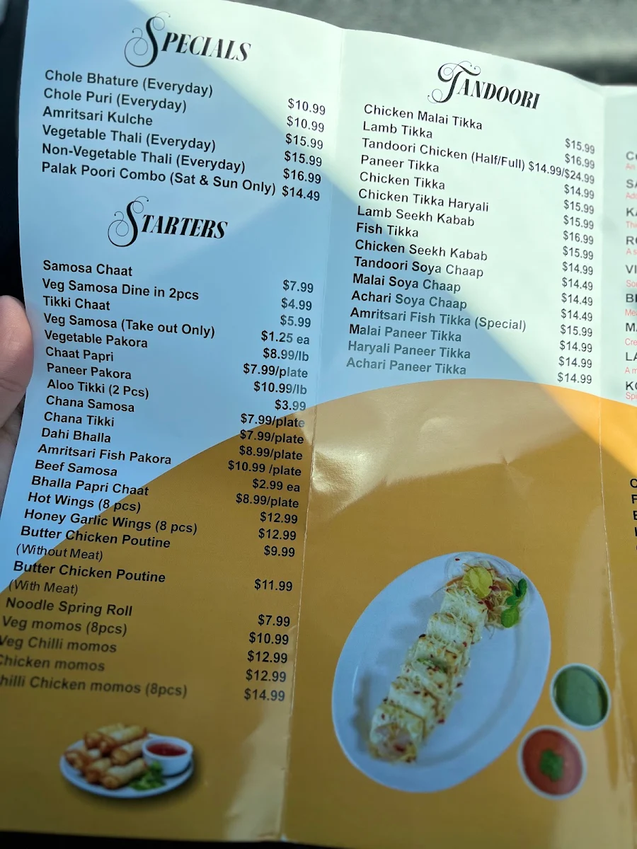 Menu, Amritsar Junction Ellerslie
