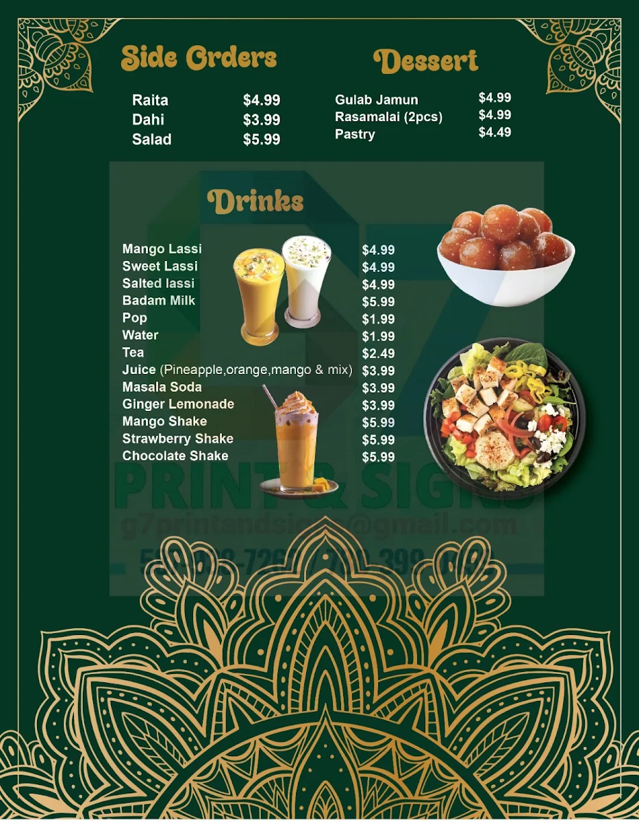 Menu, Amritsar Junction Ellerslie
