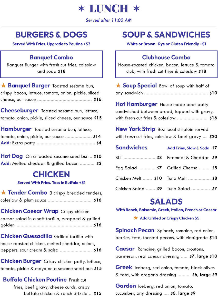 Menu, Passmores Diner