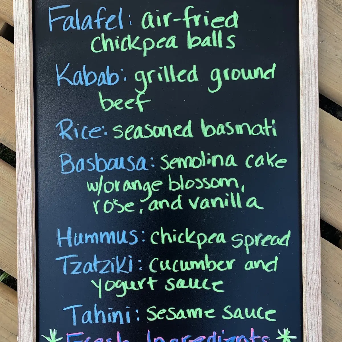 Menu, Baba Kabab