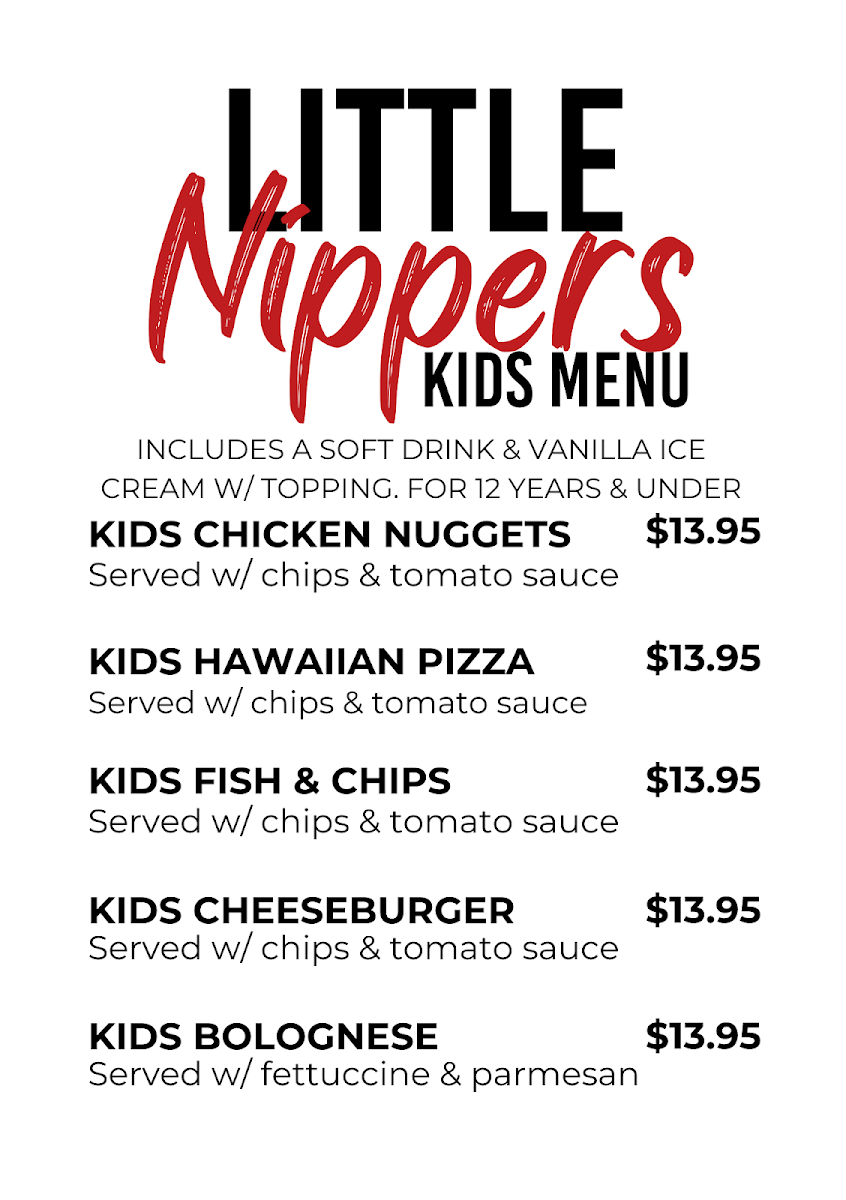 Menu, Maroochy Bridge Hotel