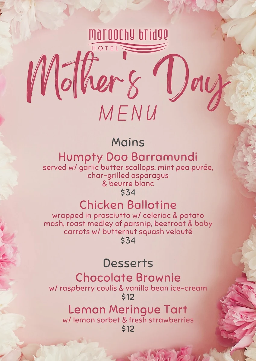 Menu, Maroochy Bridge Hotel
