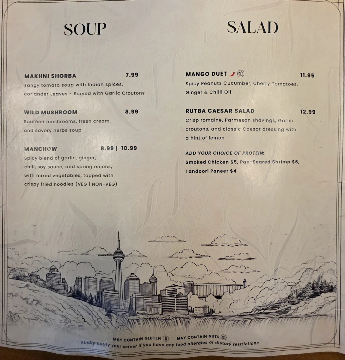 Menu, Rutba - Modern Indian Restaurant + Bar