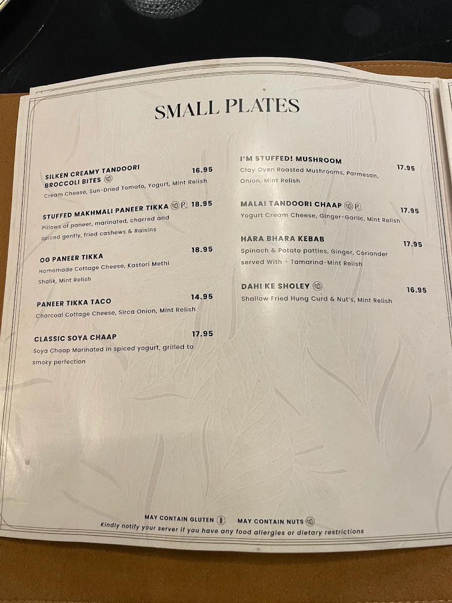 Menu, Rutba - Modern Indian Restaurant + Bar