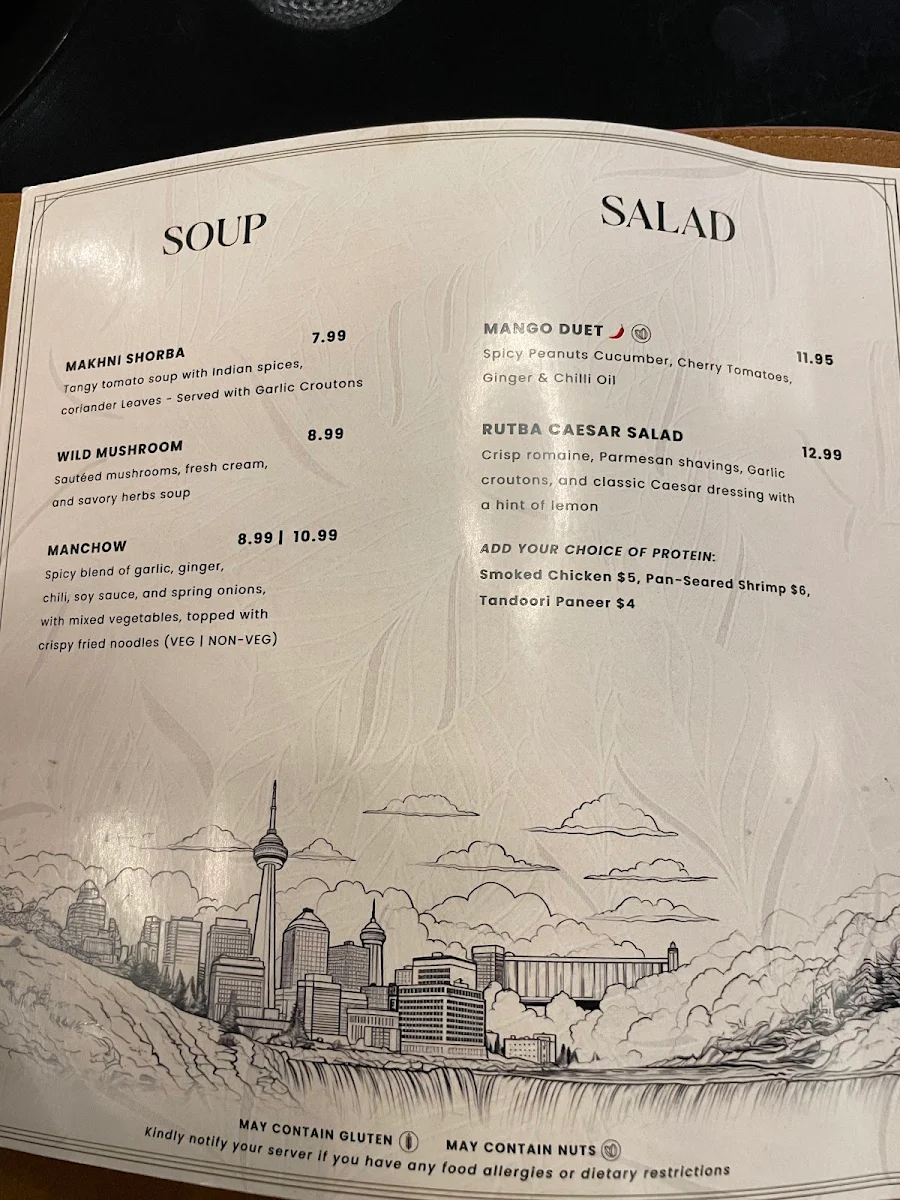 Menu, Rutba - Modern Indian Restaurant + Bar
