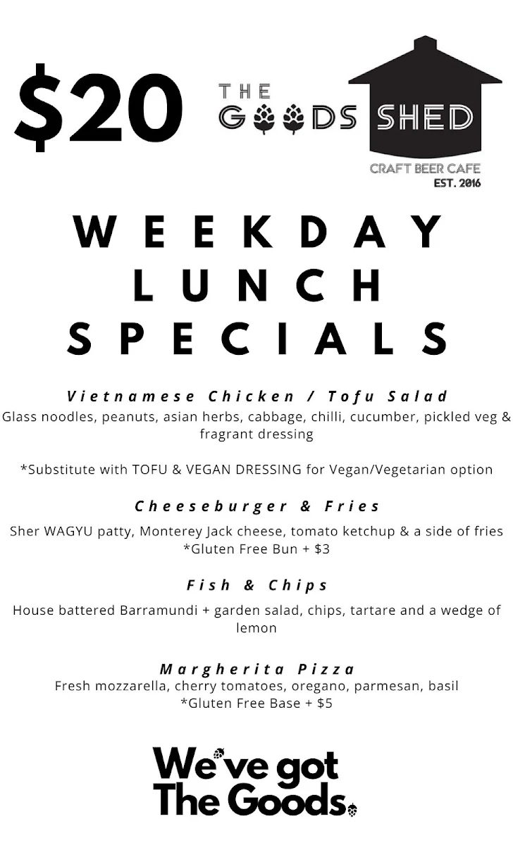 Menu, The Goods Shed