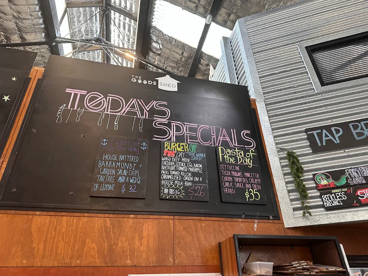 Menu, The Goods Shed