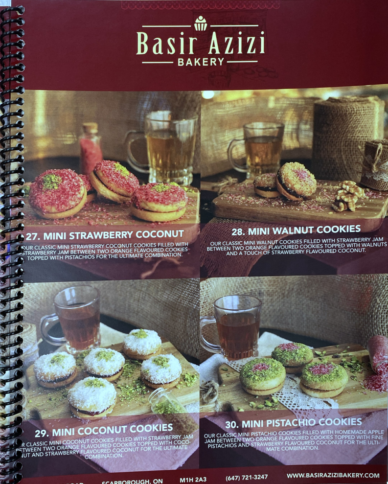 Menu, Basir Azizi Bakery