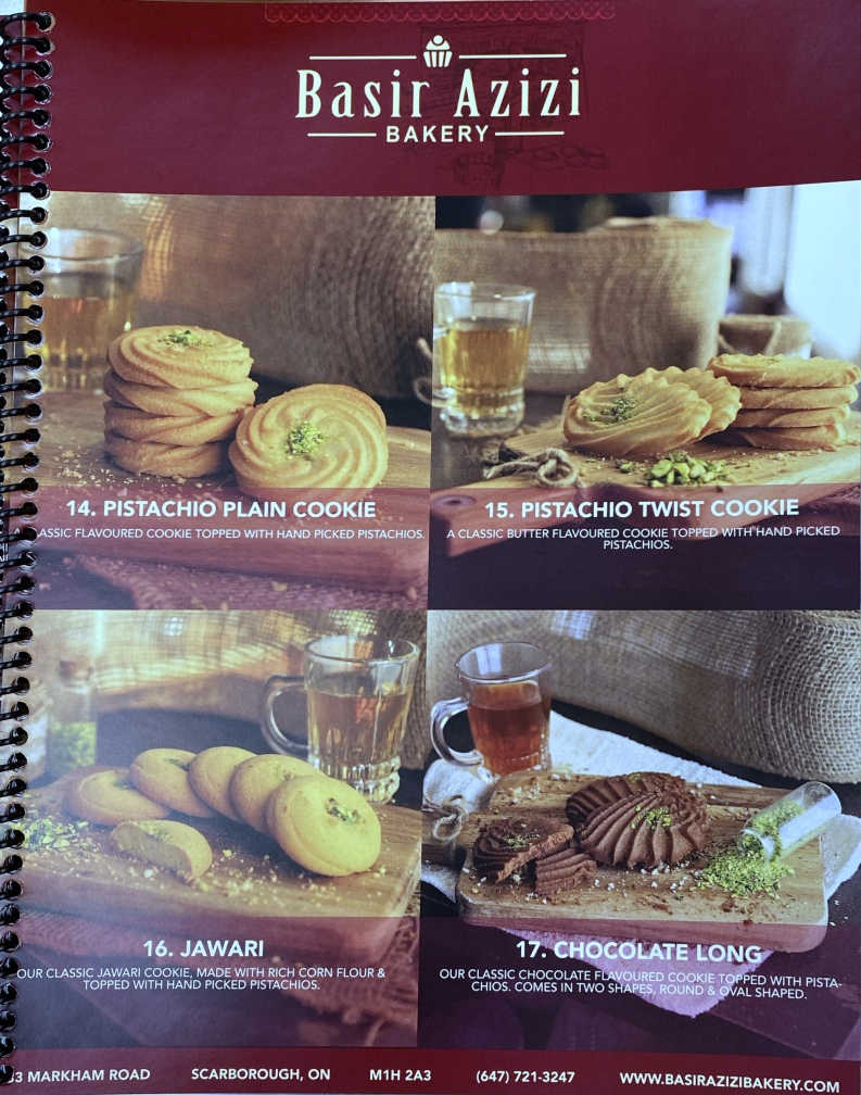 Menu, Basir Azizi Bakery