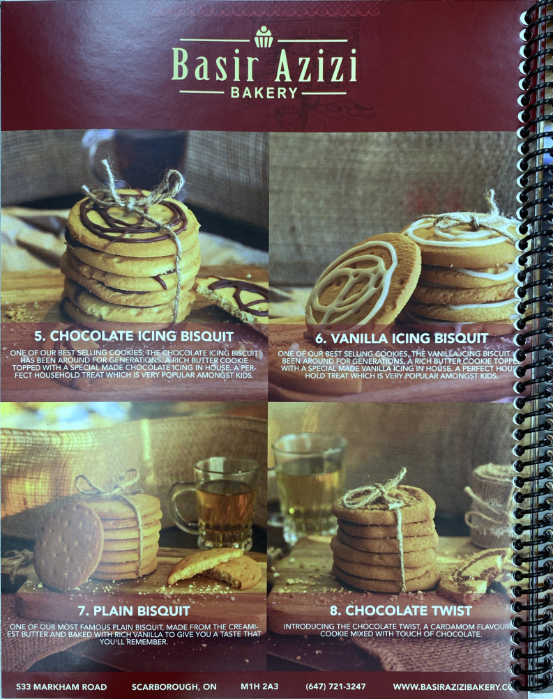 Menu, Basir Azizi Bakery