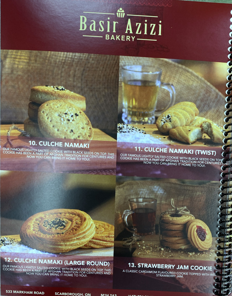 Menu, Basir Azizi Bakery