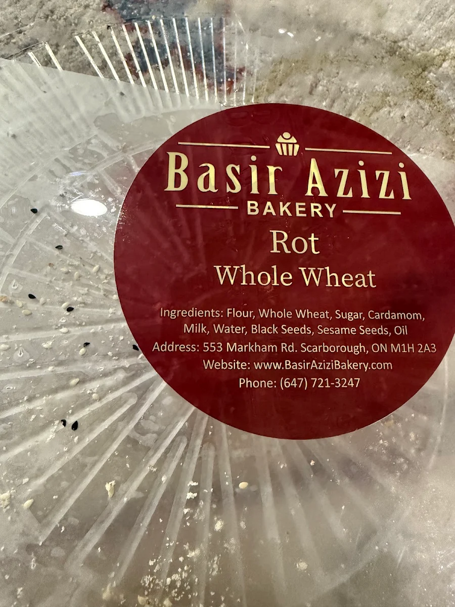 Menu, Basir Azizi Bakery