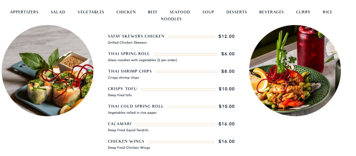 Menu, Thairoomgrand York Mills