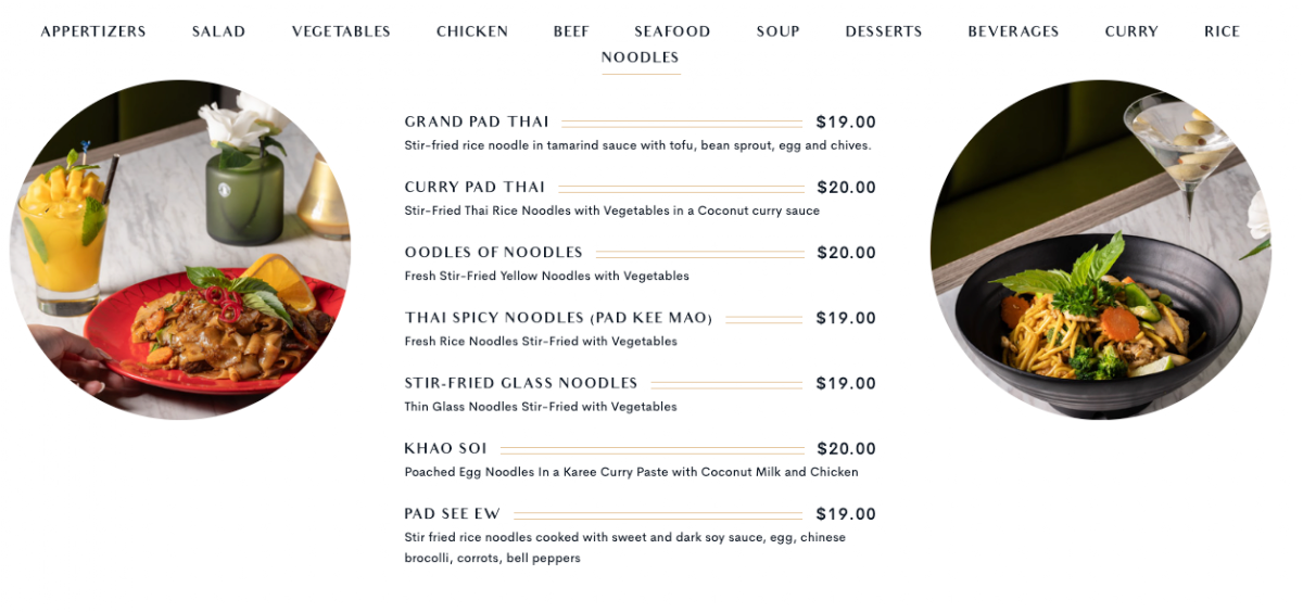 Menu, Thairoomgrand York Mills