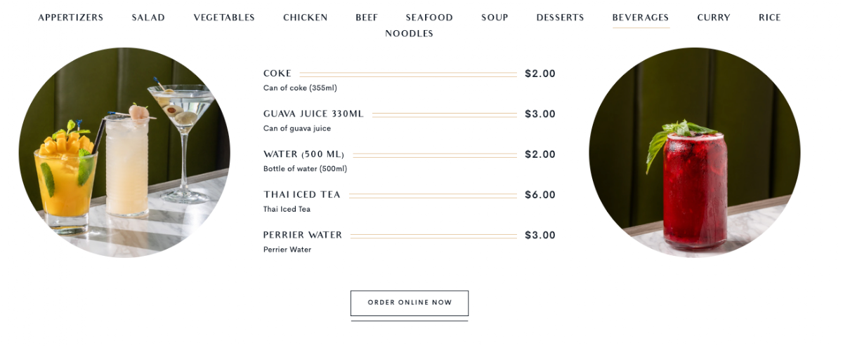Menu, Thairoomgrand York Mills