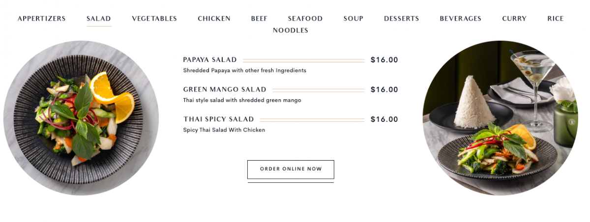 Menu, Thairoomgrand York Mills