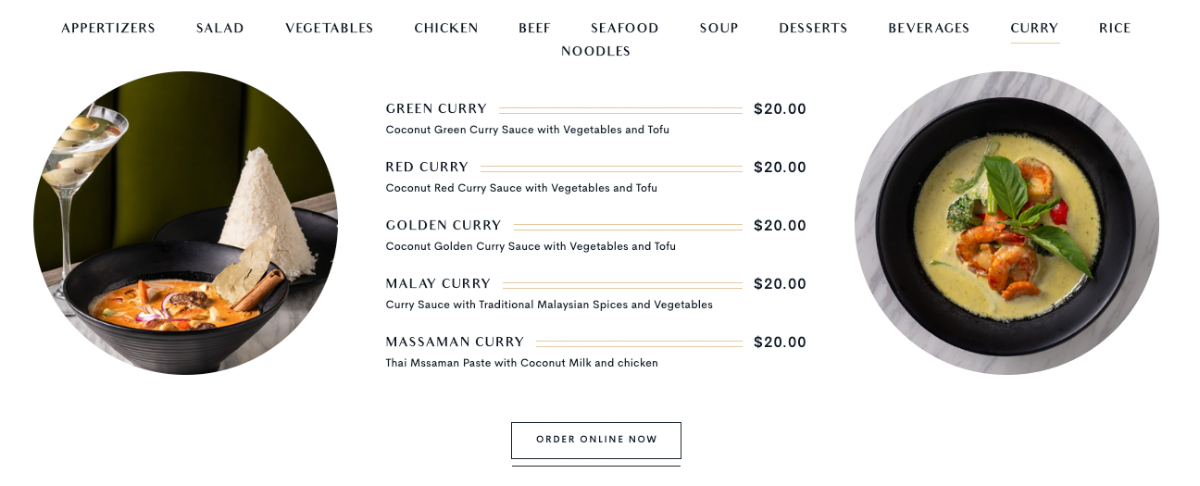 Menu, Thairoomgrand York Mills