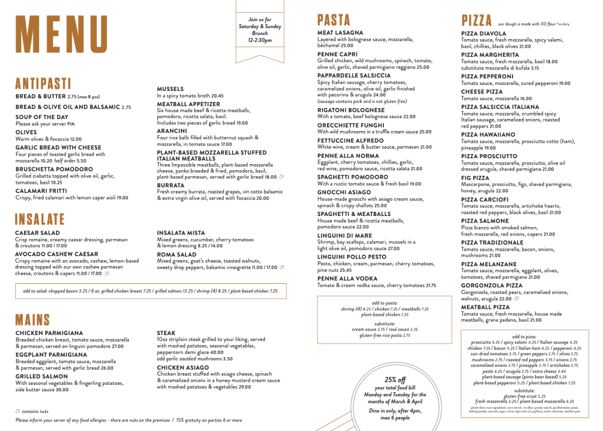 Menu, IL FORNELLO on Danforth