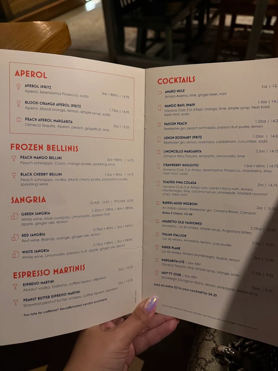Menu, Scaddabush Italian Kitchen & Bar Don Mills