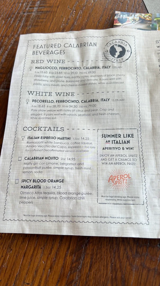 Menu, Scaddabush Italian Kitchen & Bar Don Mills