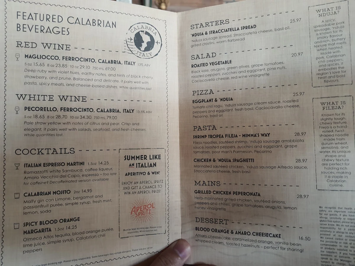 Menu, Scaddabush Italian Kitchen & Bar Don Mills