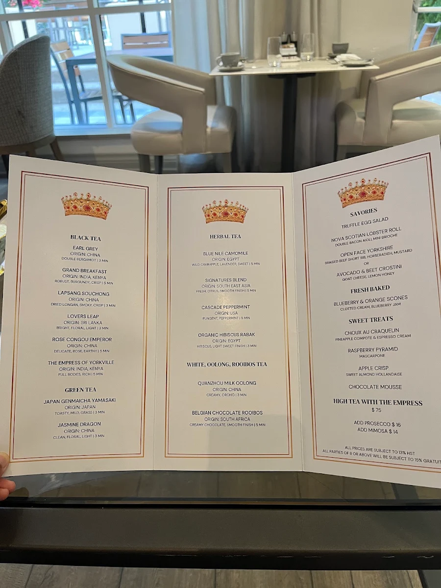 Menu, Signatures Restaurant