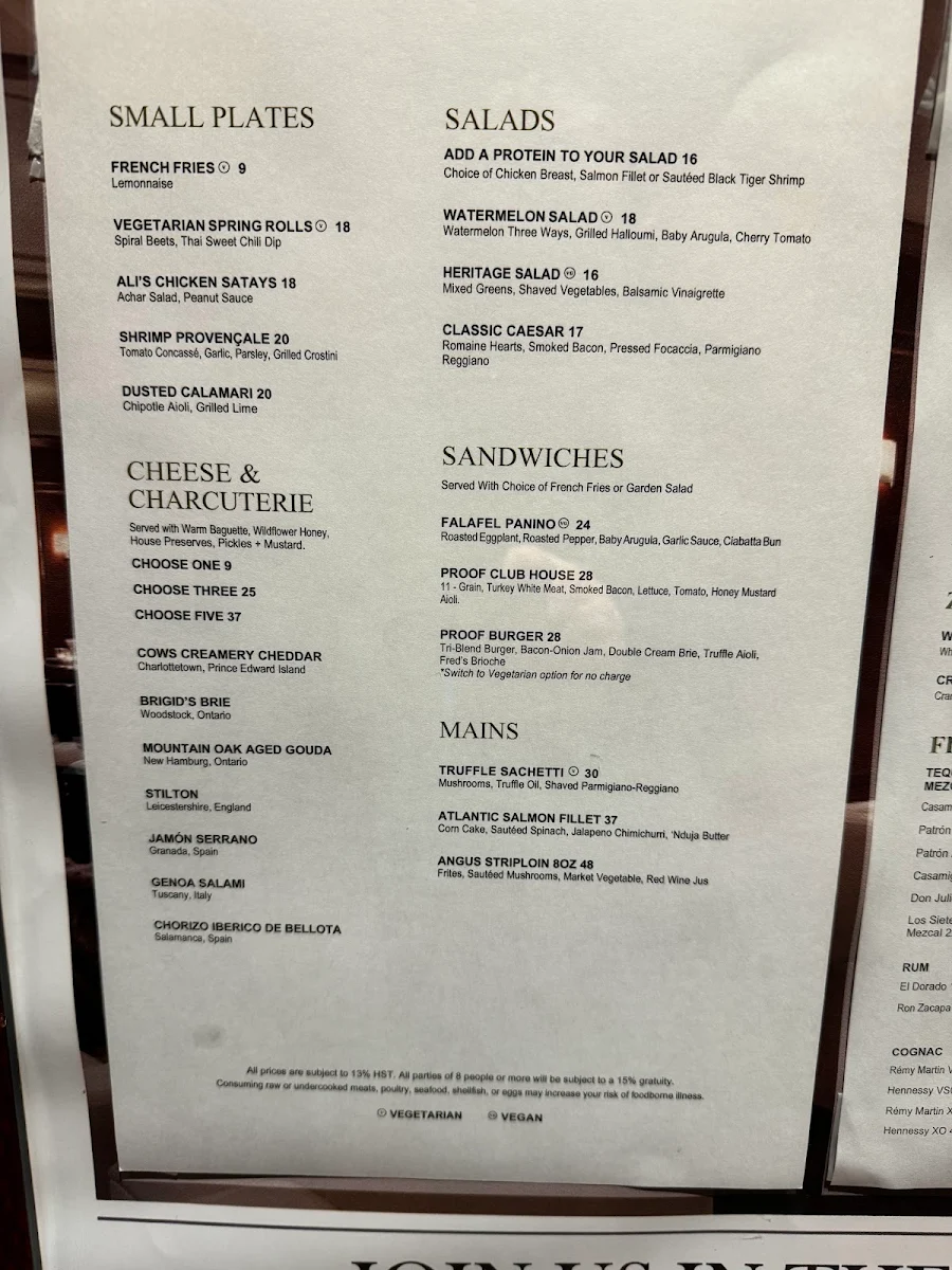 Menu, Signatures Restaurant