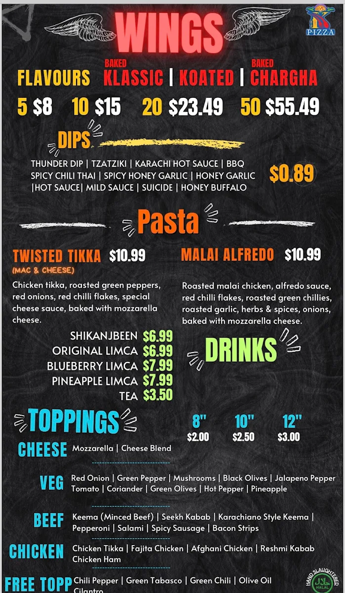 Menu, Pizza Karachi