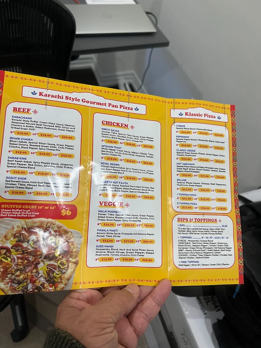 Menu, Pizza Karachi
